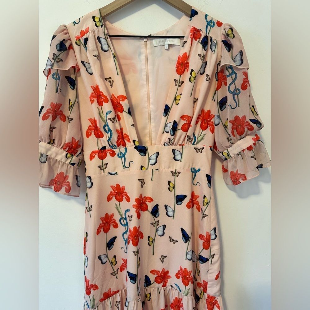 Borgo De Nor Pink Floral Midi Dress Size 6 - Picture 3 of 9